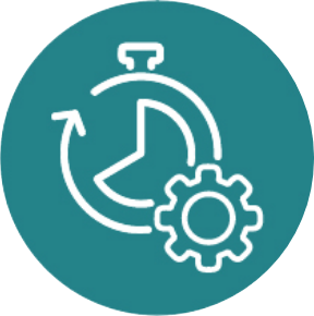 50-years Stopwatch and cog icon